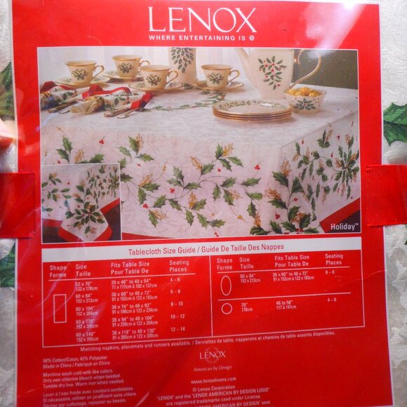 NIP Lenox Holiday Tablecloth 60" x 120" Never Opened! Retired pattern HTF - Picture 3 of 3
